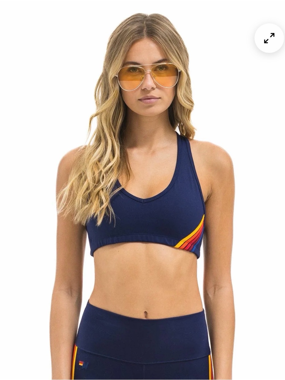 Aviator Nation WOMEN'S‎ 5 STRIPE SPORTS BRA - Navy - Retail$ 112.00 Size S